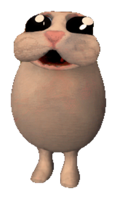 blobcat, a round pale creature with big dark eyes and a small open smile